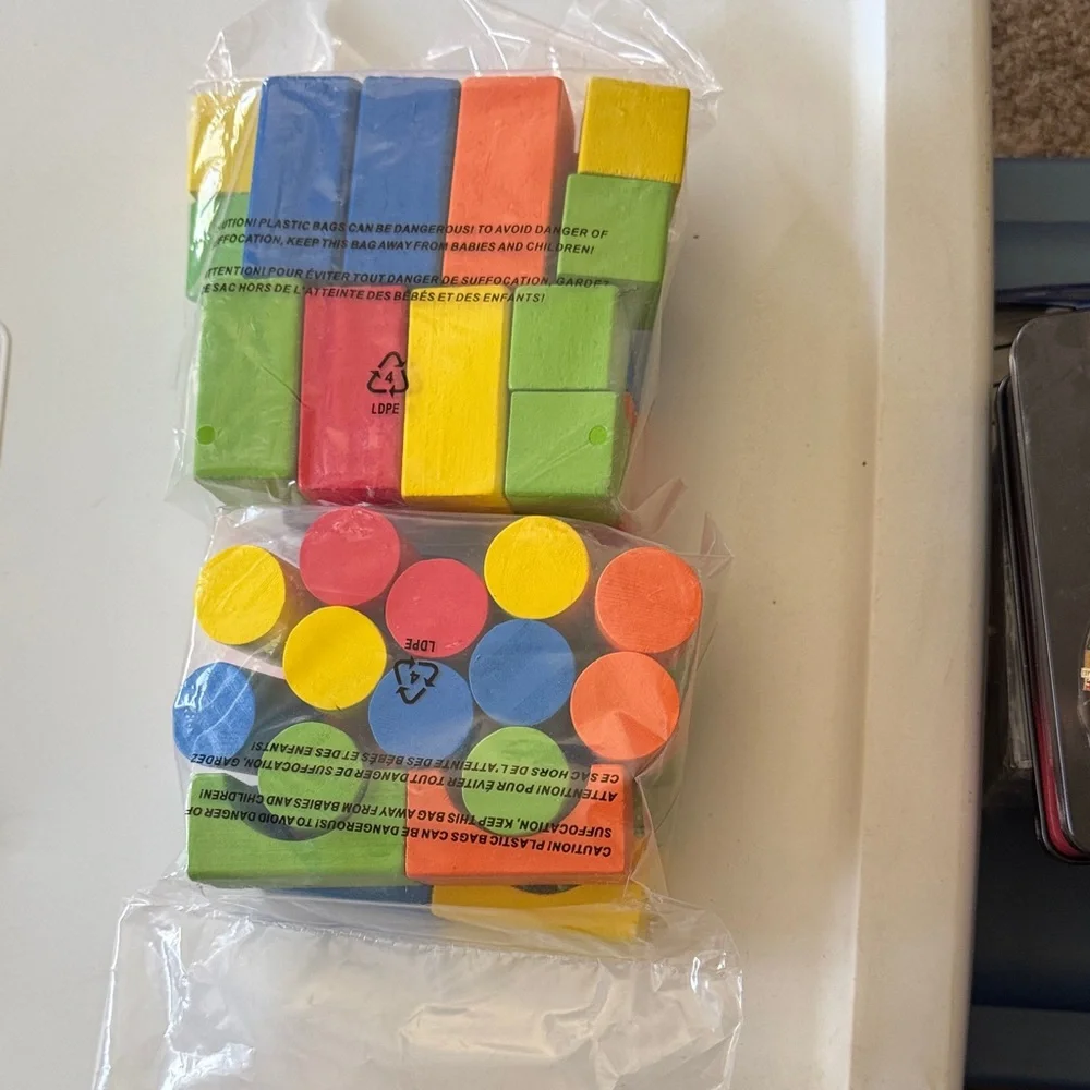 Colorful Wooden Block Set - Bright Multicolor
